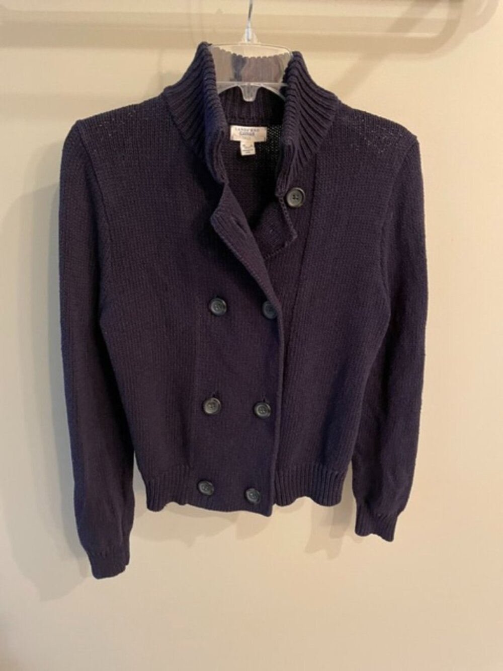 Women's Lands' End Canvas Double breasted heavy cotton sweater